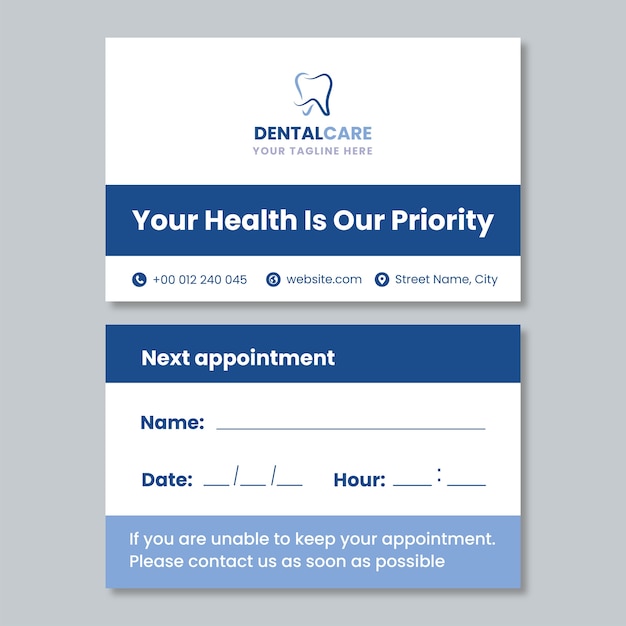 Free Vector simple dental care clinic appointment business card