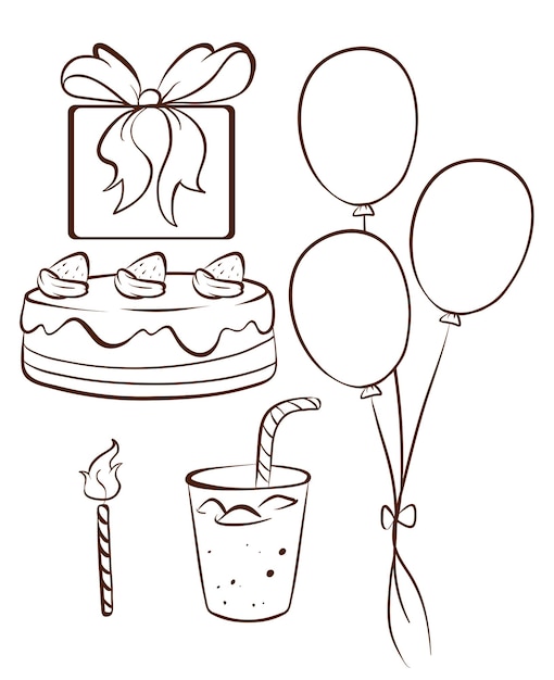 Free vector a simple drawing of a birthday celebration