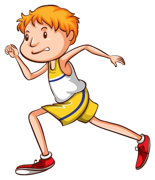 A simple drawing of a boy running