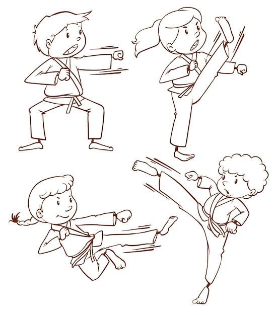 A simple drawing of the people doing martial arts