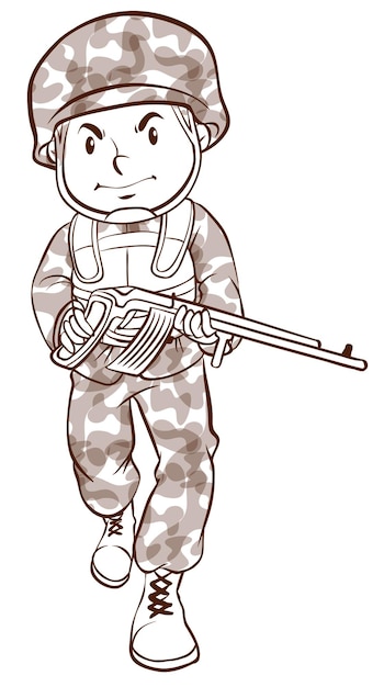 Free vector a simple drawing of a soldier