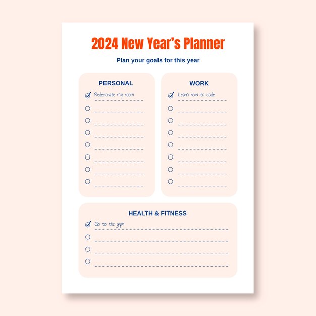 Simple duotone generic new year planner