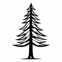 Free vector a simple elegant black and white illustration of a pine tree perfect for naturethemed designs