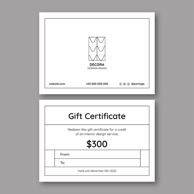 Simple elegant gift certificate template