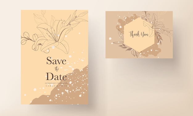 Free vector simple and elegant wedding invitation card floral