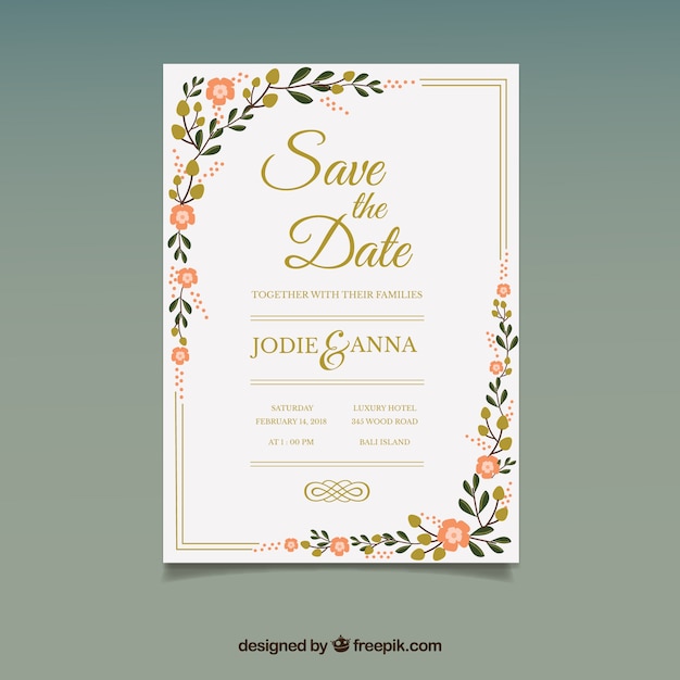 Simple flat wedding invitation