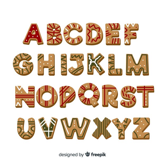 Simple gingerbread alphabet