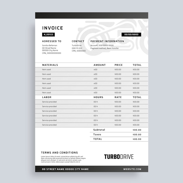 Free Vector simple gradient auto repair solutions invoice