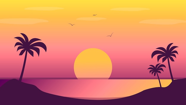 Free Vector simple gradient beach desktop wallpaper