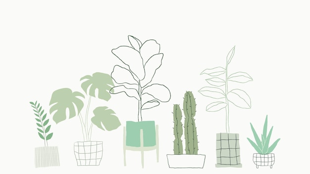 Simple green houseplant vector doodle