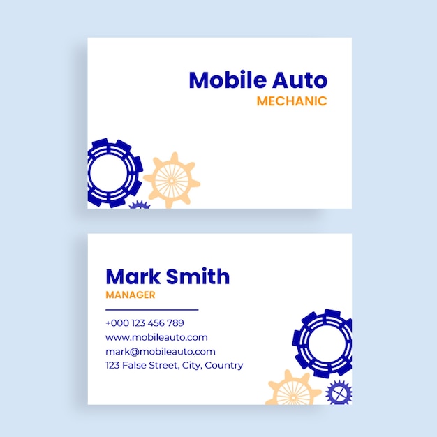 Simple hand drawn mobile auto mechanic business card template