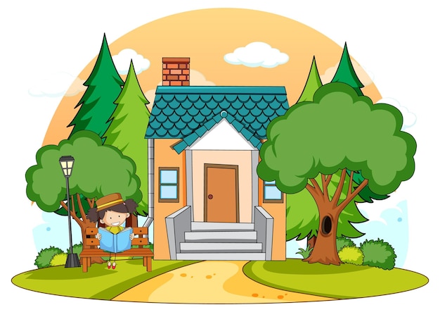 Free Vector a simple house in nature background