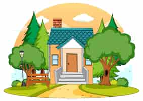 Free vector a simple house in nature background