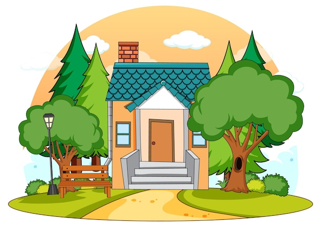 Free Vector a simple house in nature background