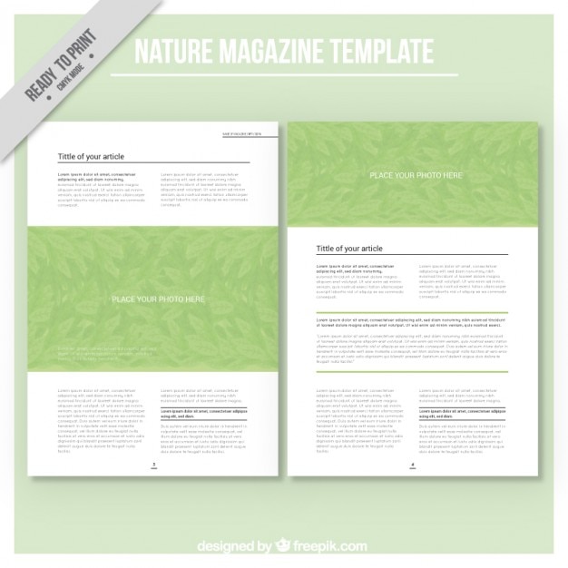 Free Vector simple magazine template about ecology