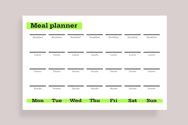 Free Vector simple meal planner