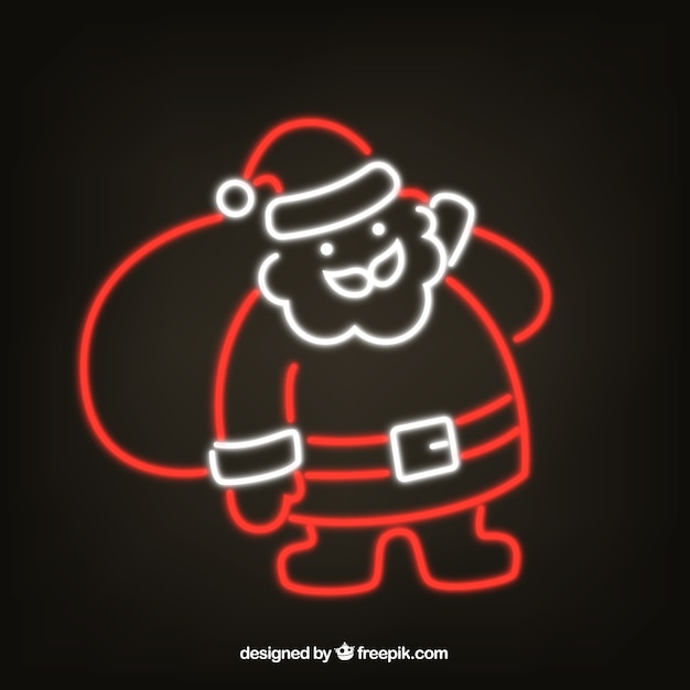 Free vector simple neon santa claus in red and white