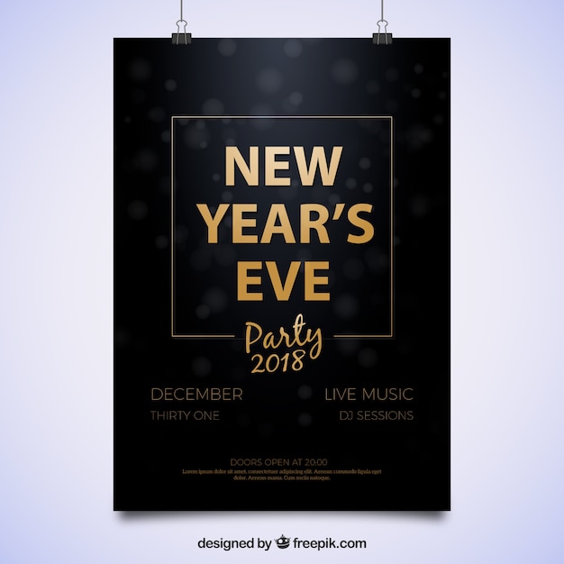 Free Vector simple party poster for new year's eve