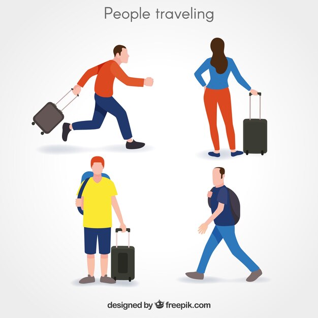 Simple people traveling collection