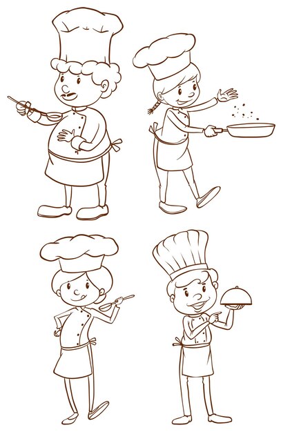 Simple plain sketches of the chefs