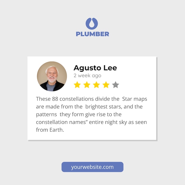 Simple plumber customer review facebook post