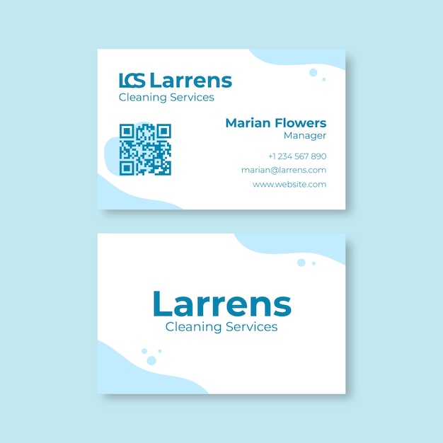 Free vector simple qr code cleaning services business card