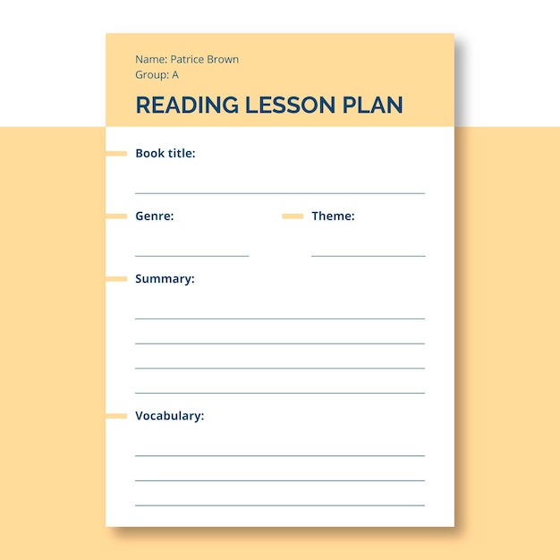 Free vector simple reading general lesson plan