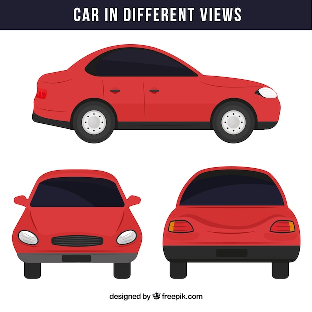 Free Vector simple red car in different views