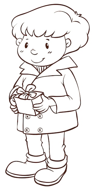 Free Vector a simple sketch of a boy holding a gift