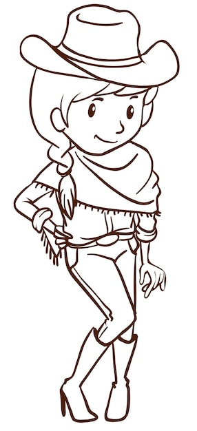 A simple sketch of a cowgirl