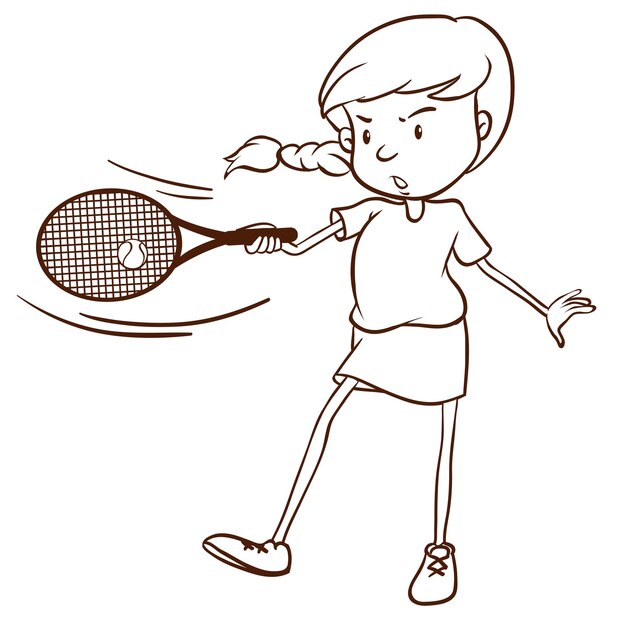 A simple sketch of a female tennis player