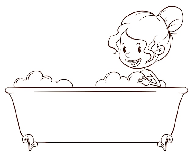 Free vector a simple sketch of a girl at the bathtub