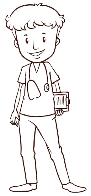 Free vector a simple sketch of a male doctor