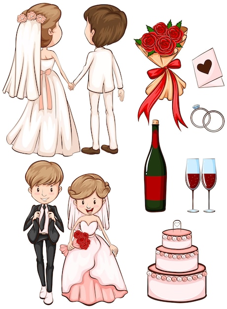 Free vector a simple sketch of a wedding