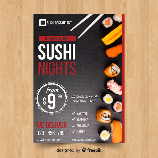 Free vector simple sushi flyer