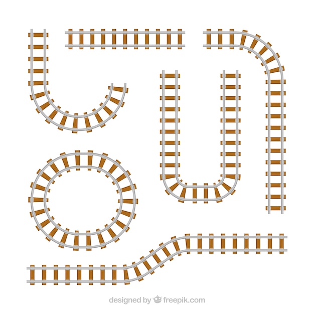 Free vector simple train track collection