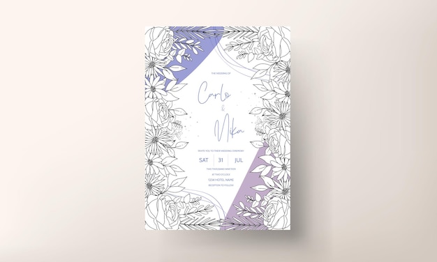 Free Vector simple wedding invitation card with peri color abstract background