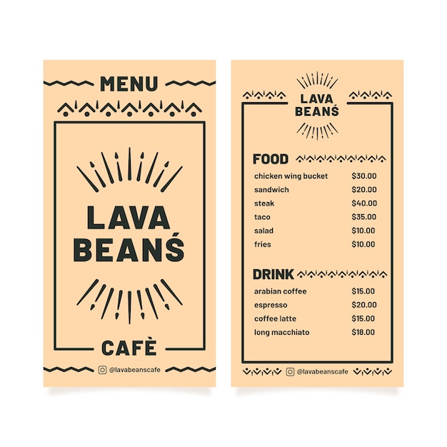 Free Vector simplistic restaurant menu template