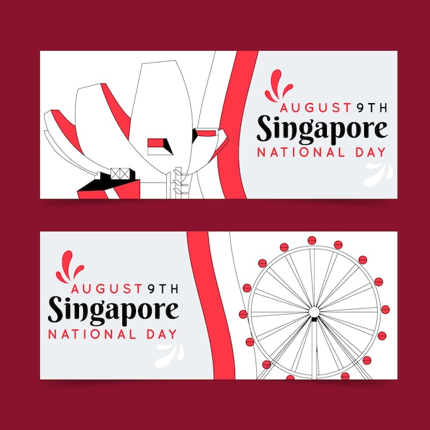 Free vector singapore national day banners set