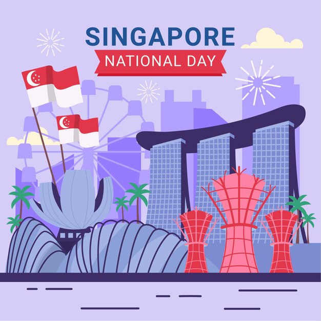 Singapore national day illustration