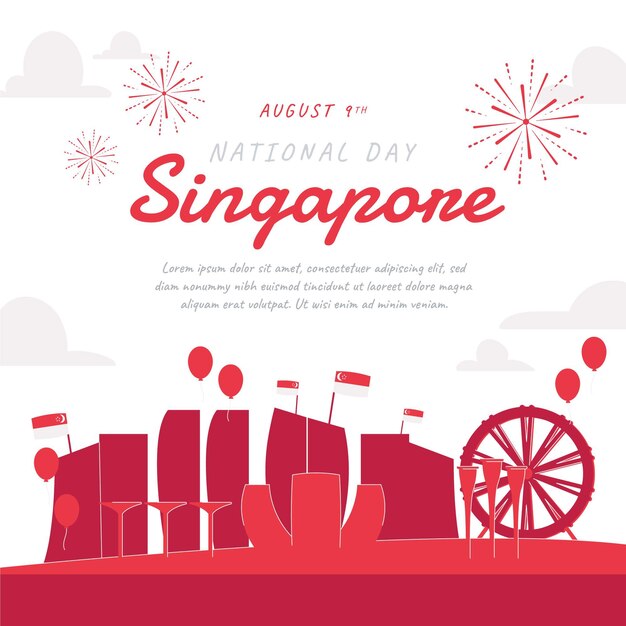 Singapore national day illustration