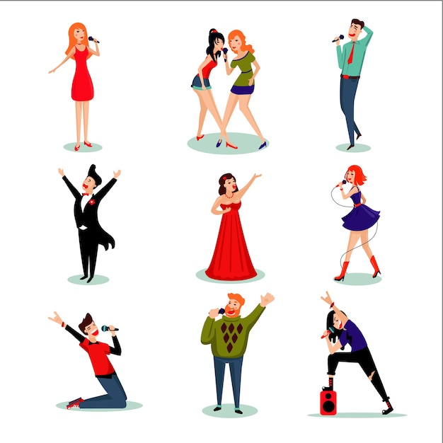 Free Vector singing people set