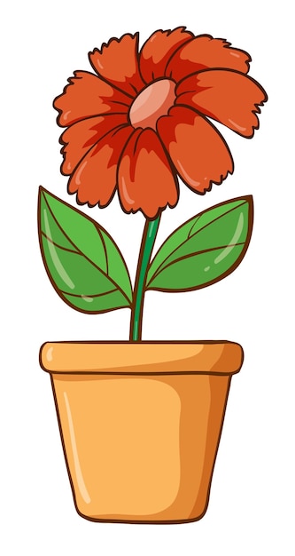 Free Vector single flower in clay pot