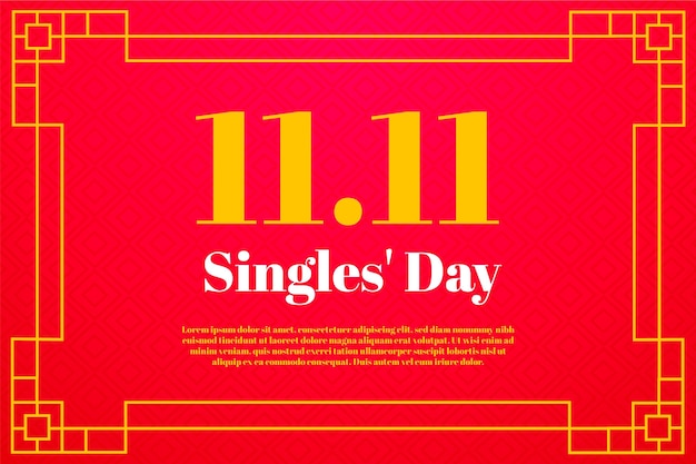 Singles' day celebrate red and golden design