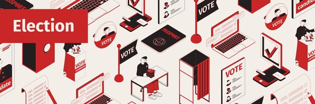 Site header election isometric illustration