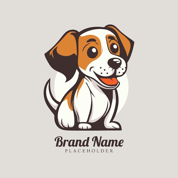 Free Vector sitting brown puppy dog logo template