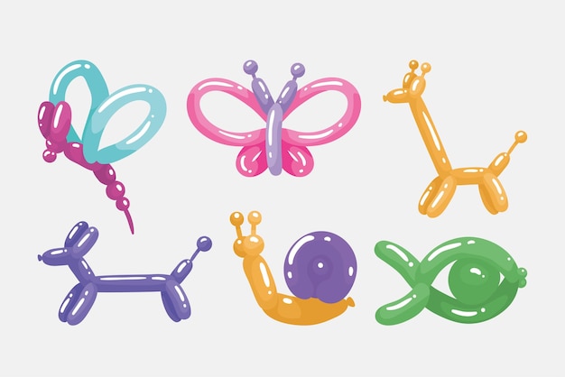 Free vector six animals balloons icons