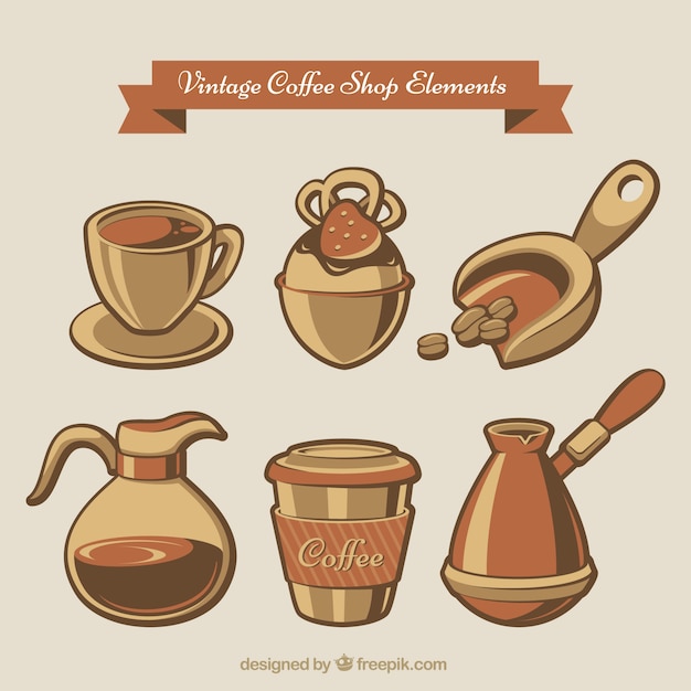 Free Vector six coffee accessories