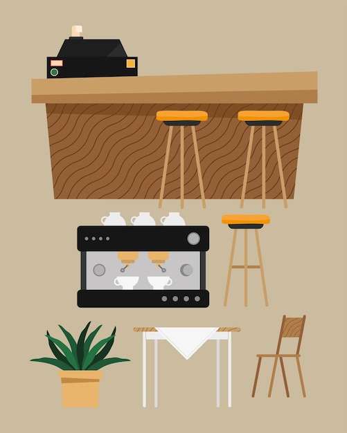 Free Vector six coffee shop set icons