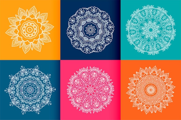 Free Vector six ethnic mandala patterns set